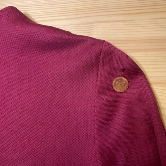 Burgundy dress w/bell sleeves, circa 60s to 70s, sz 10 good condition - Picture 6 of 8
